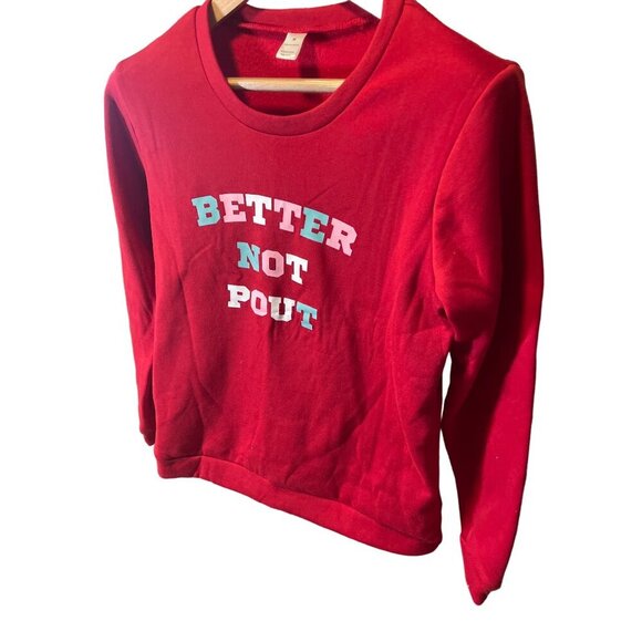 Holiday Christmas Better Not Pout Crew Neck Long Sleeve Sweatshirt Sz M - Picture 3 of 7
